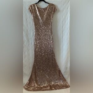 Revelry Sequence Cap Sleeve Mermaid Style Maxi Dress